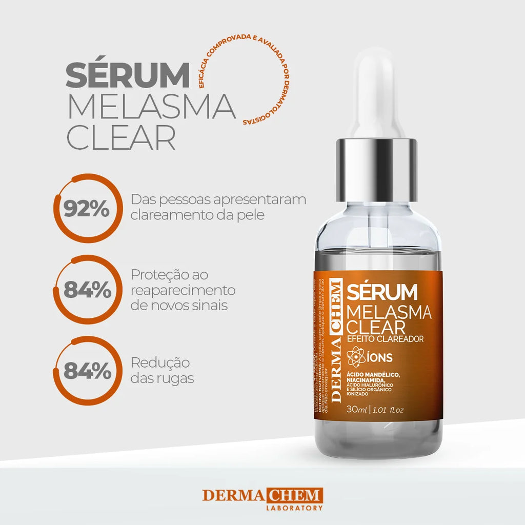 Kit Skincare Vitamina C Dermachem 3 em 1 – Clareador de Manchas, Anti-Idade e Rotina Completa para Pele Radiante