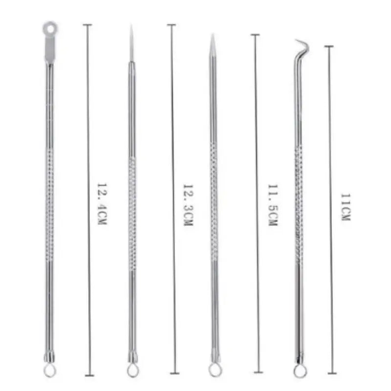 Kit Extrator de Acne Profissional – 4 Peças em Aço Inoxidável