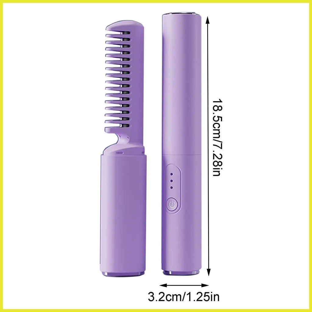 Escova Alisadora Mini Portátil Recarregável – Cabelo Liso em 30s Sem Danificar | Compacta e Prática para Uso Diário