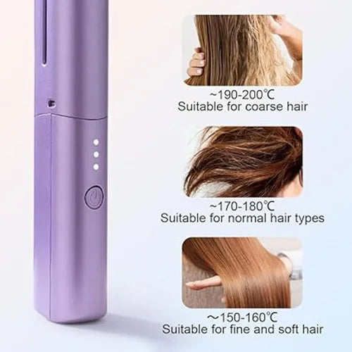 Escova Alisadora Mini Portátil Recarregável – Cabelo Liso em 30s Sem Danificar | Compacta e Prática para Uso Diário