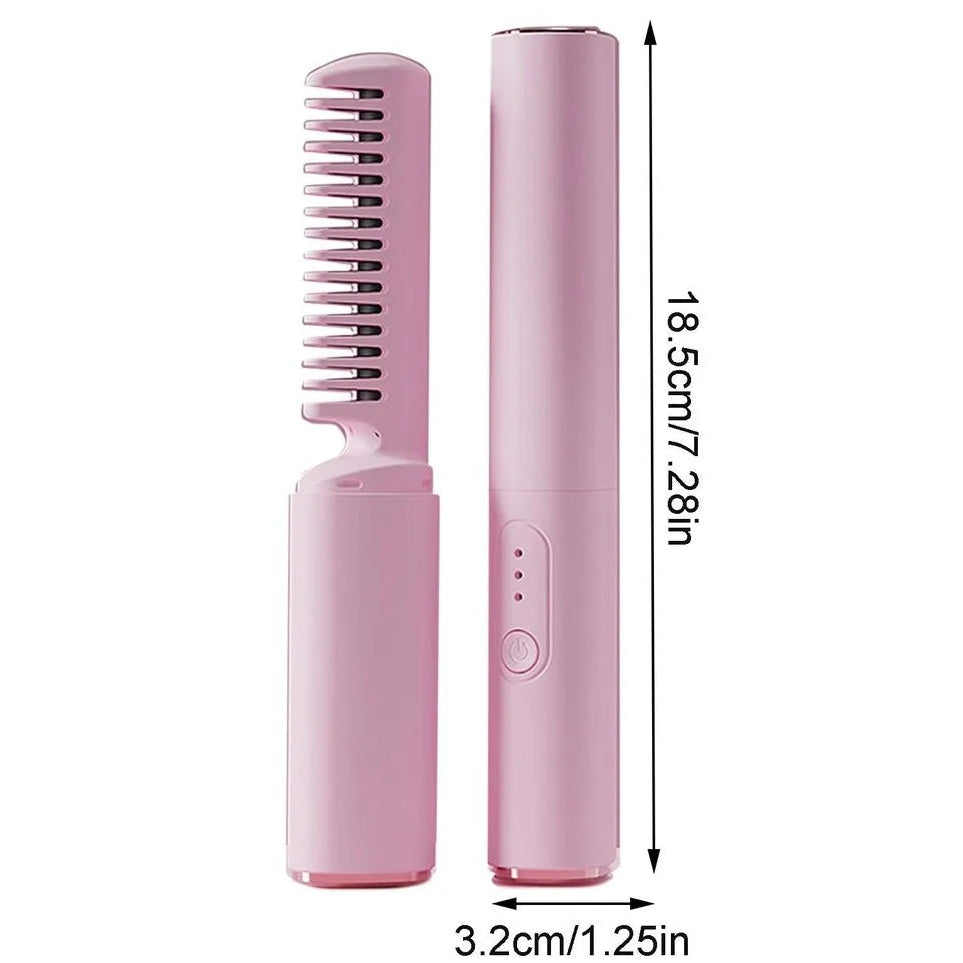 Escova Alisadora Mini Portátil Recarregável – Cabelo Liso em 30s Sem Danificar | Compacta e Prática para Uso Diário