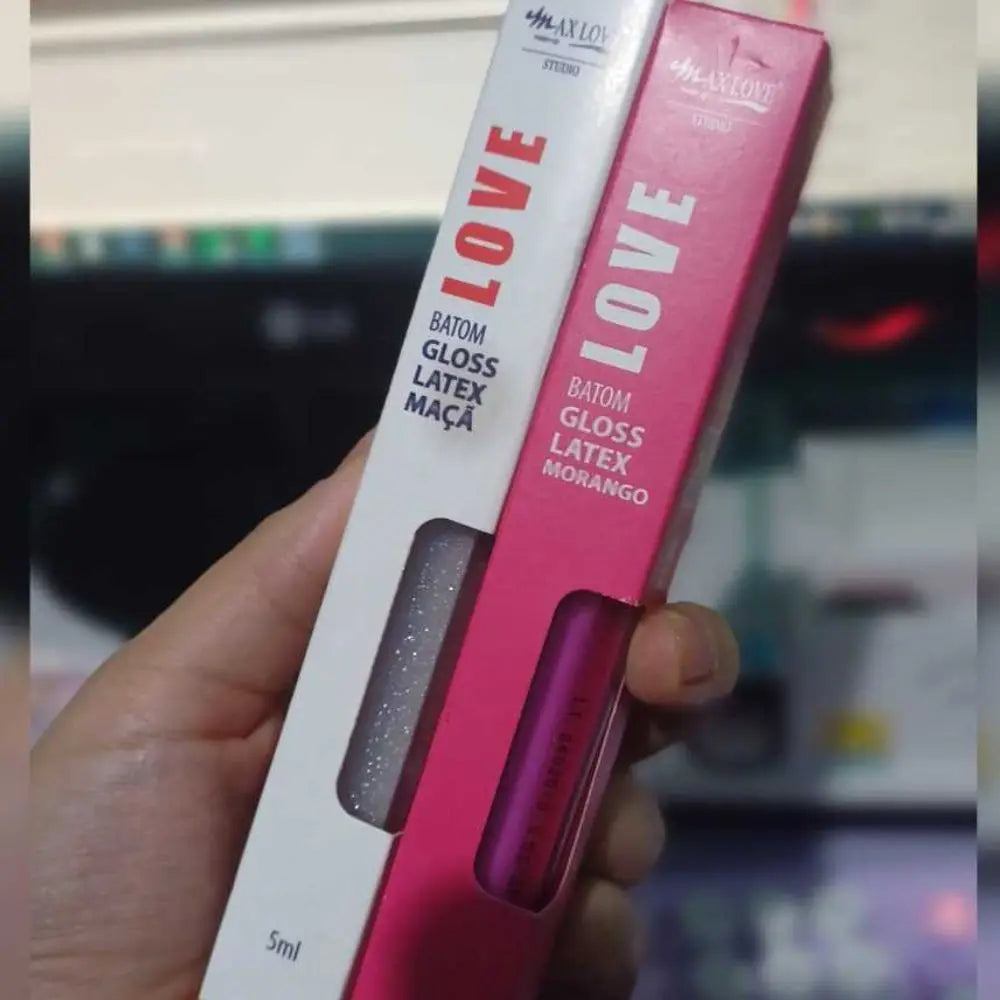 Kit 3 Batons Gloss Efeito Látex Max Love – Alta Pigmentação, Brilho Intenso e Lábios Hidratados