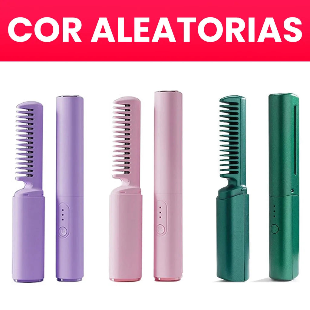 Escova Alisadora Mini Portátil Recarregável – Cabelo Liso em 30s Sem Danificar | Compacta e Prática para Uso Diário