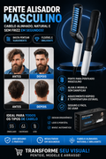 Escova Elétrica Masculina 2 em 1 para Barba e Cabelo – Modelador Portátil com Aquecimento Rápido e Anti-Frizz